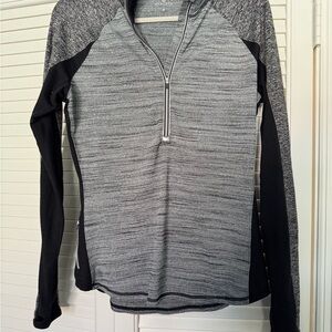 Athleta Gray and Black Long Sleeve Quarter Zip long sleeve athletic wear shirt